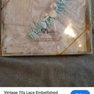 70s lace trimmed handkerchief and garter